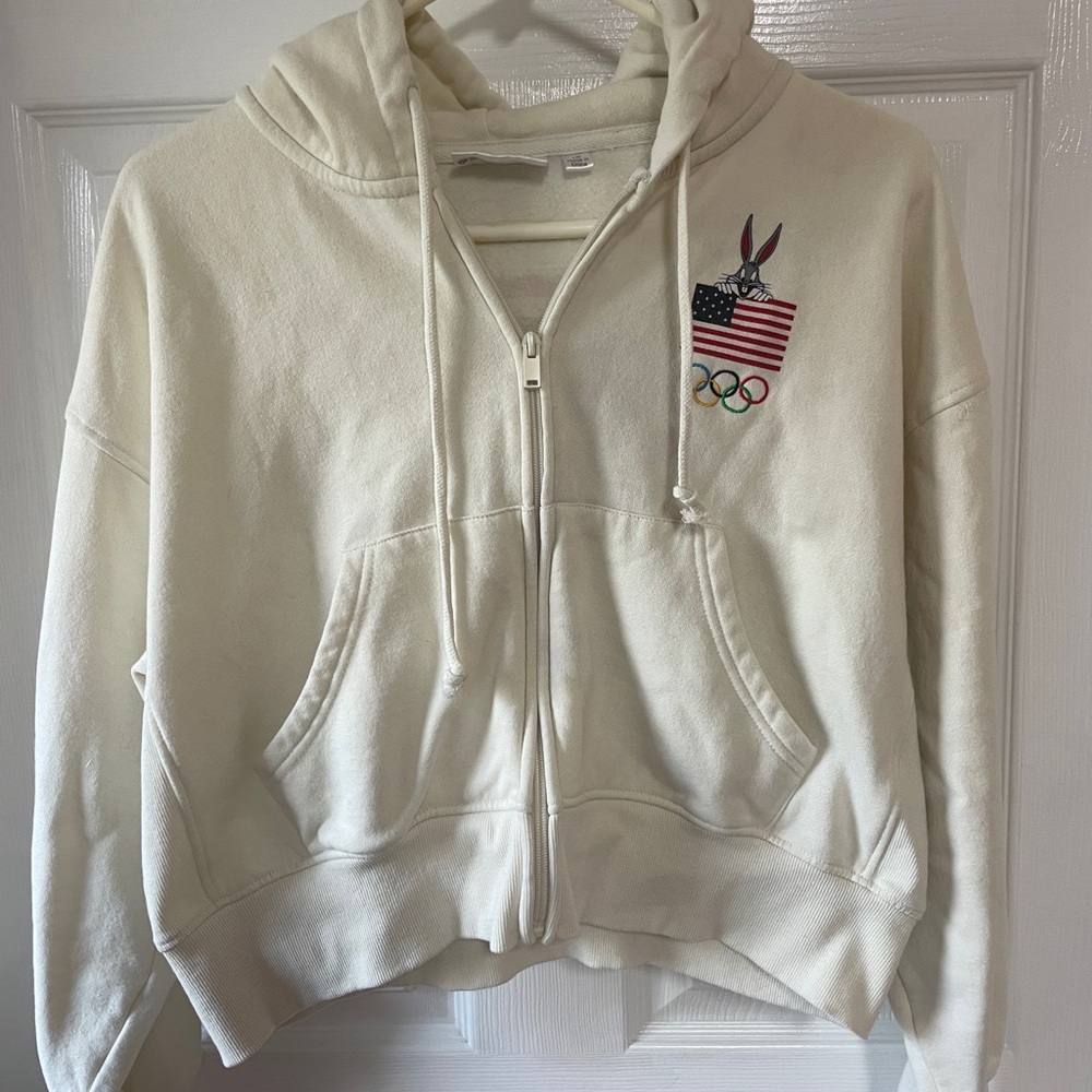 Looney Tunes x Team USA cream zip up hoodie Size L